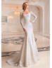 Illusion Neck Ivory Lace Tulle Keyhole Corset Back Wedding Dress